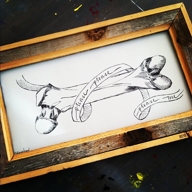 framed femur bone illustration